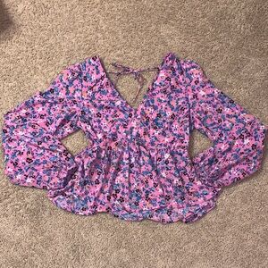 NWT Vero Moda Women’s Floral Pink Puff Sleeve Ruffle Women's Top XS